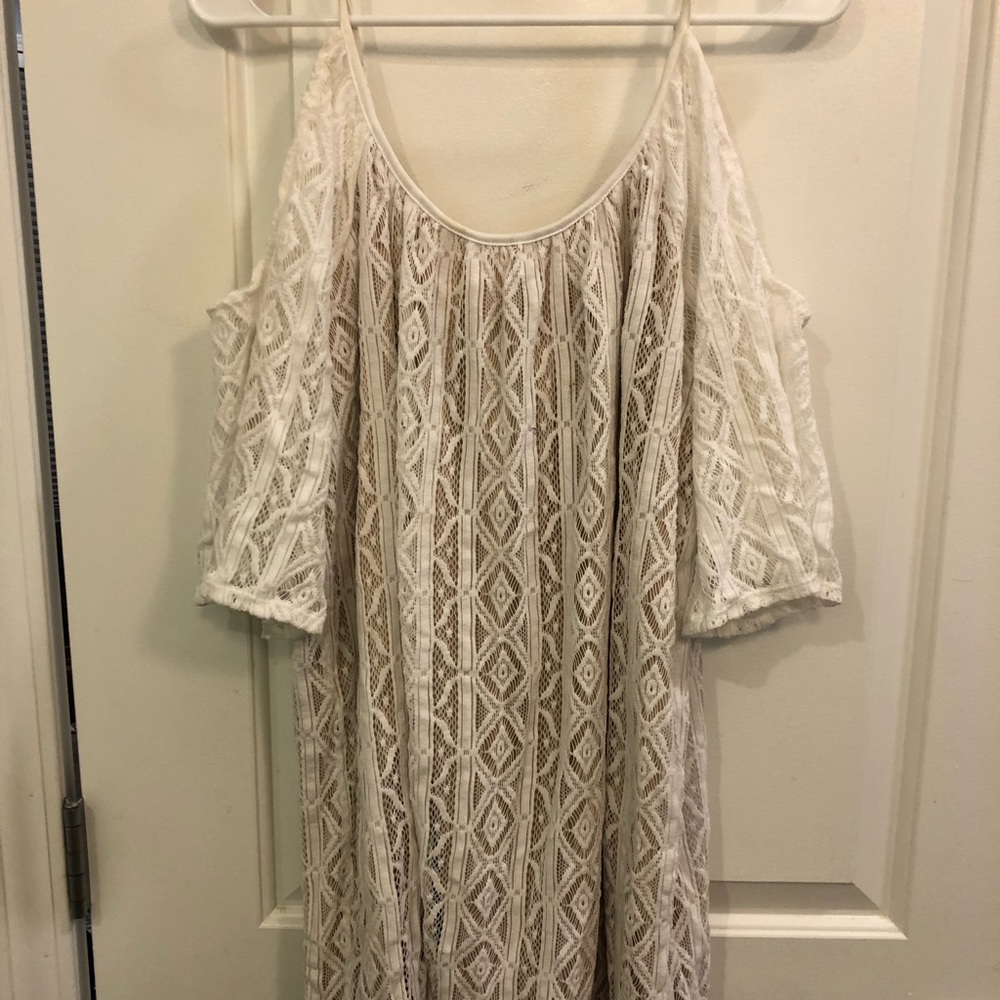 Beautiful cold shoulder white lace dress